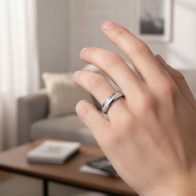 6mm Silver Plated Tungsten Ring with Trendy Color-Blocking for Men and Women Wedding Band