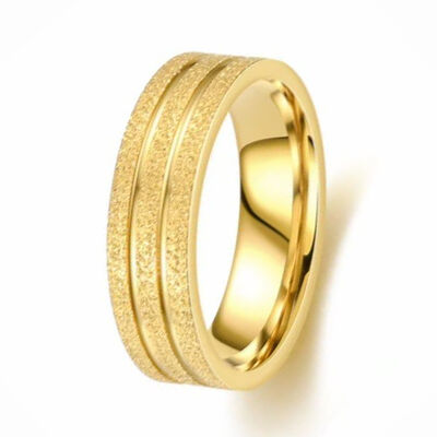 Trendy Starry Sky Plain Band Gold Filled Stainless Steel Tungsten Wedding Band Ring for Men and Women
