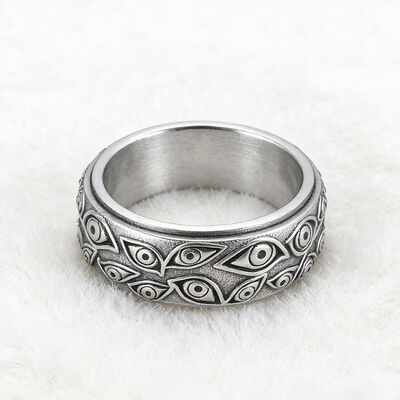 Devil's Eye Stainless Steel Ring Silver Plated Trendy Wedding Band Promise Ring